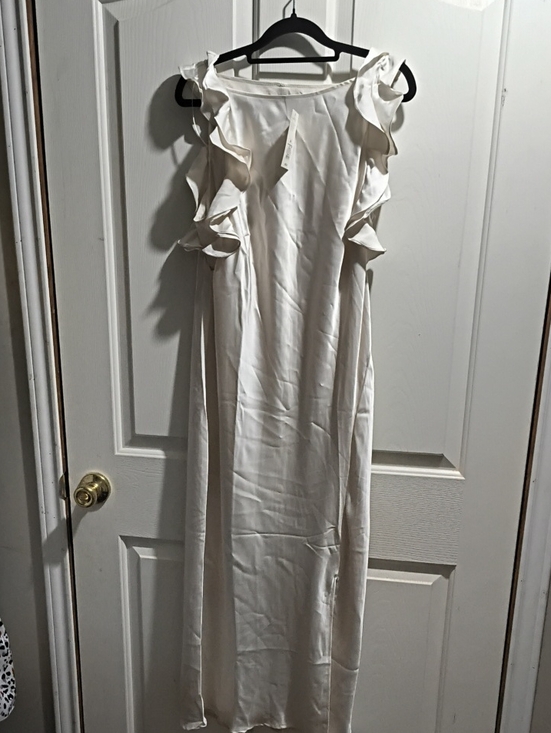 a new day Dresses & Skirts - a new day Cream Ruffle-Shoulder Maxi Dress